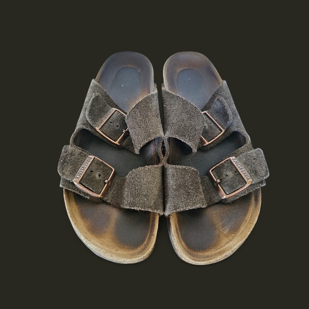 Birkenstock Arizona Soft Footbed Brown Suede Buckles Sandals Sz EU 39 US 8-8.5